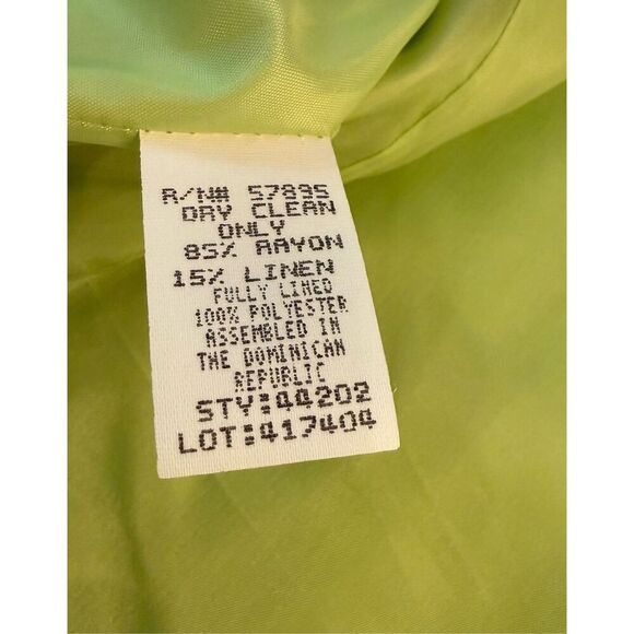 Requirements Linen Blend Single Button Blazer Sz. 8 Bright Green Office Professi - Picture 7 of 7